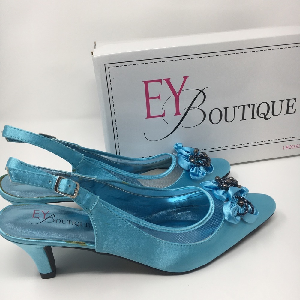 EY Boutique Women's Blue Satin 2.5 Inches Heel